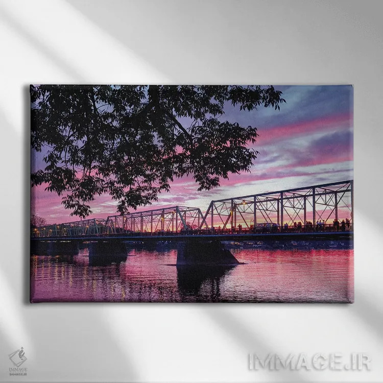 تابلو دکوراتیو غروب رودخانه دلاور در لامبرتویل، نیوجرسی اثر جورج اوزه - نمای روبهرو روی دیوار