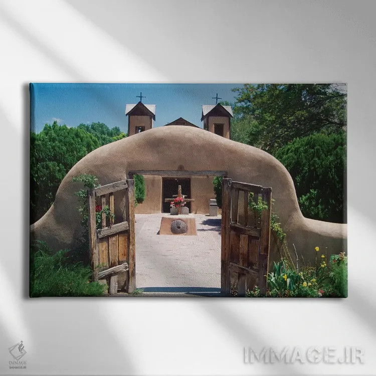 تابلو دکوراتیو دروازه های خشتی، ال سانتواریو د چیمایو، نیومکزیکو اثر جورج اوزه - نمای روبهرو روی دیوار