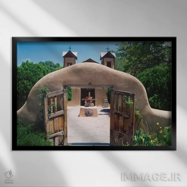 تابلو دکوراتیو دروازه های خشتی، ال سانتواریو د چیمایو، نیومکزیکو اثر جورج اوزه - نمای قابدار مشکی