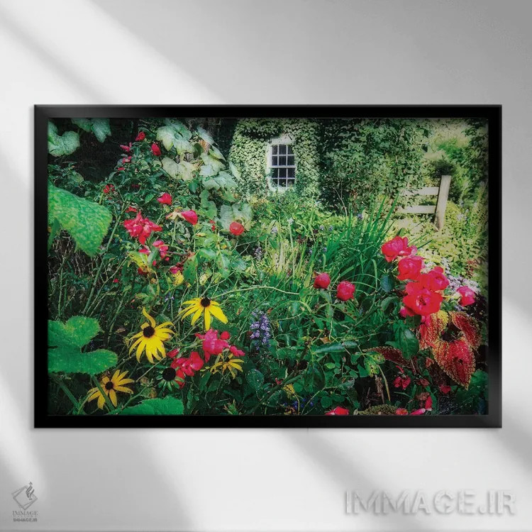 تابلو دکوراتیو باغ روستایی، فار هیلز، نیوجرسی اثر جورج اوزه - نمای قابدار مشکی