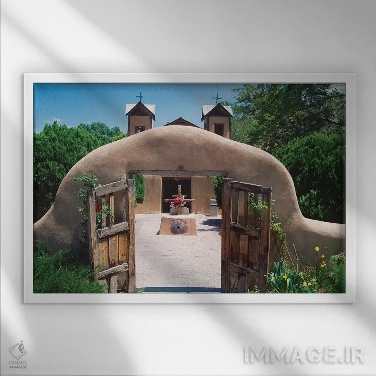 تابلو دکوراتیو دروازه های خشتی، ال سانتواریو د چیمایو، نیومکزیکو اثر جورج اوزه - نمای قابدار سفید