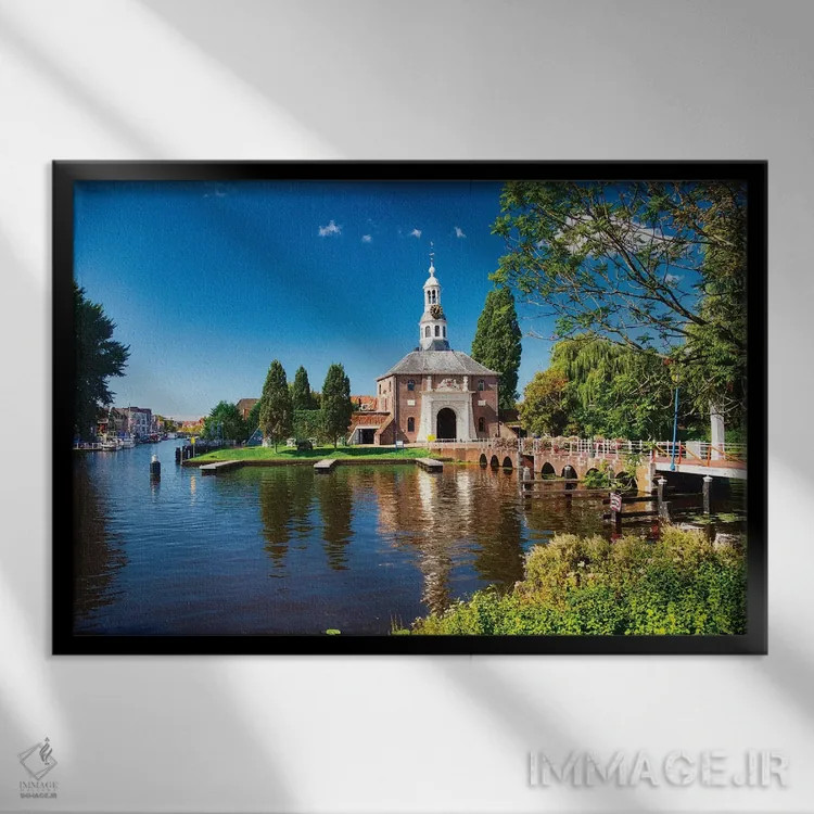 تابلو دکوراتیو زایله پورت یکی از دو دروازه شهر لیدن اثر جورج اوزه - نمای قابدار مشکی