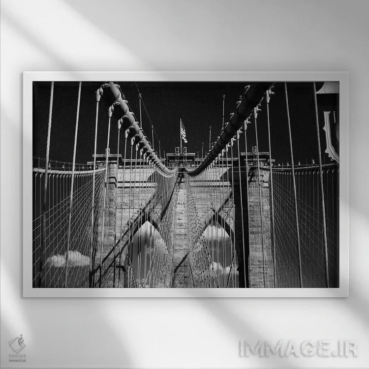 تابلو دکوراتیو برداشت هنری از پل بروکلین اثر جورج اوزه - نمای قابدار سفید