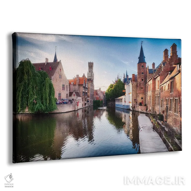 تابلو دکوراتیو بروژ با کانال آبی در عصر اثر جورج اوزه - نمای پرسپکتیو محصول