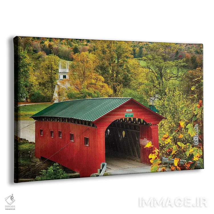 تابلو دکوراتیو پل سرپوشیده دیدنی وست آرلینگتون، ورمونت اثر جورج اوزه - نمای پرسپکتیو محصول