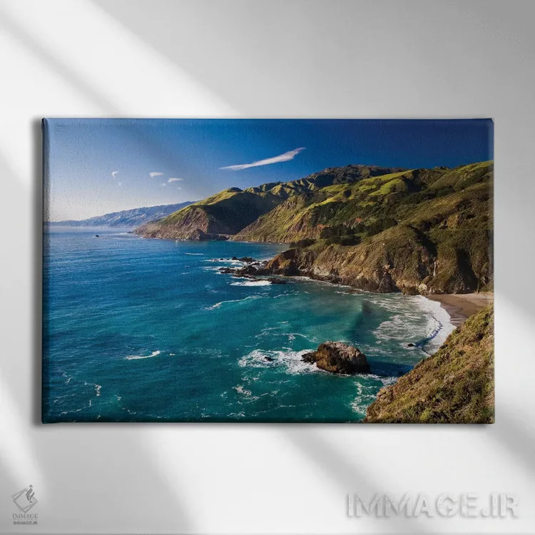 تابلو دکوراتیو ساحل بیگ سور در امتداد بیگ کریک اثر جورج اوزه - نمای روبهرو روی دیوار