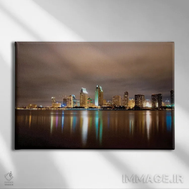 تابلو دکوراتیو پانورامای شبانه سن دیگو اثر جورج اوزه - نمای روبهرو روی دیوار