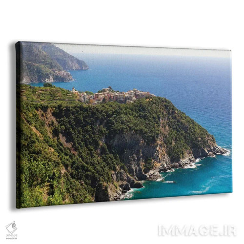 تابلو دکوراتیو شهرک ساحلی بر صخره، کورنیلیا، چینکو تره، لیگوریا، ایتالیا اثر جورج اوزه - نمای پرسپکتیو محصول