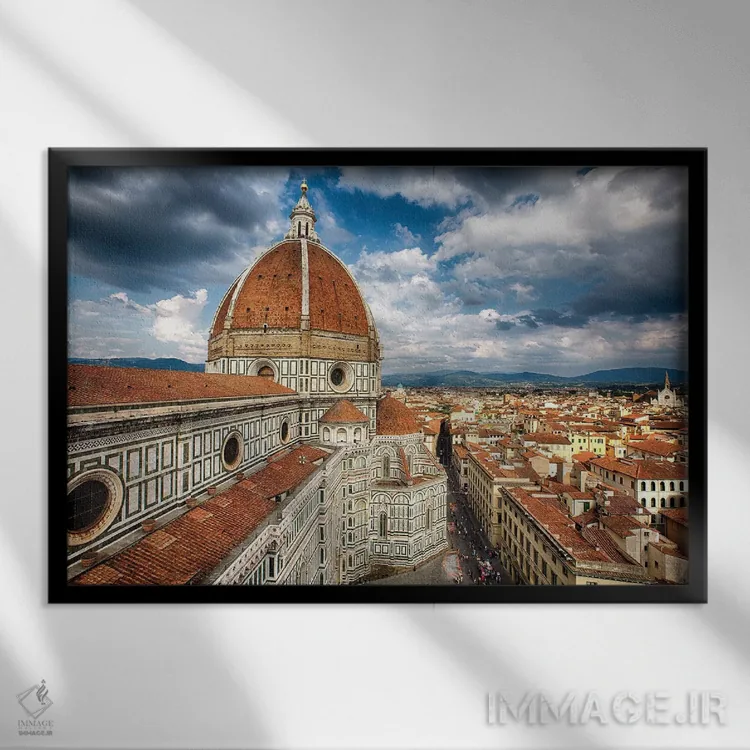 تابلو دکوراتیو گنبد کلیسای سانتاماریا دل فیوره، فلورانس، توسکانی، ایتالیا اثر جورج اوزه - نمای قابدار مشکی