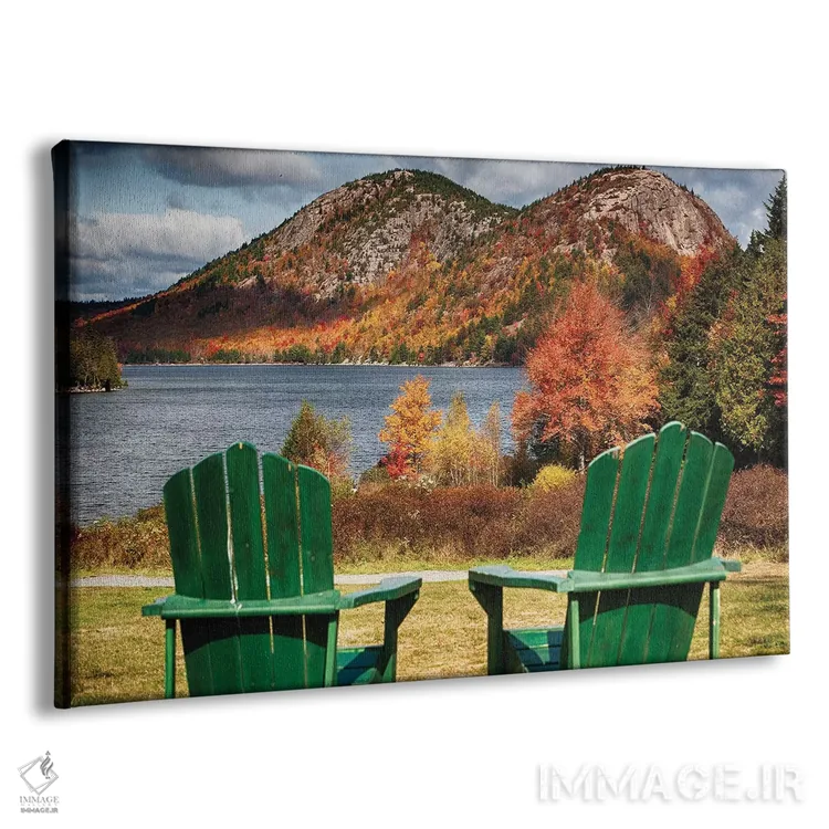 تابلو دکوراتیو دو صندلی آدیرونداک کنار برکه جوردن، کوه جزیره دیزرت، پارک ملی… اثر جورج اوزه - نمای پرسپکتیو محصول