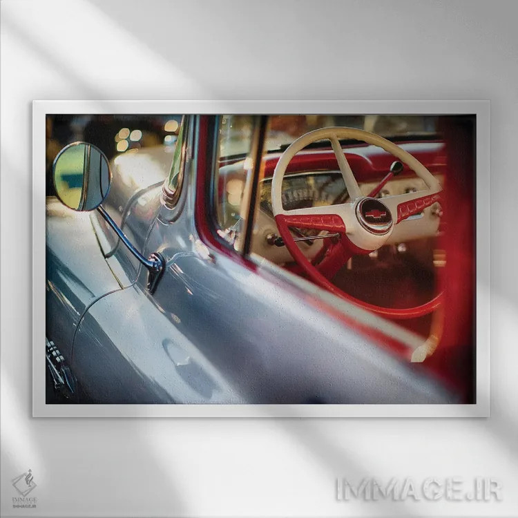 تابلو دکوراتیو نمای فرمان وانت کلاسیک شورلت اثر جورج اوزه - نمای قابدار سفید