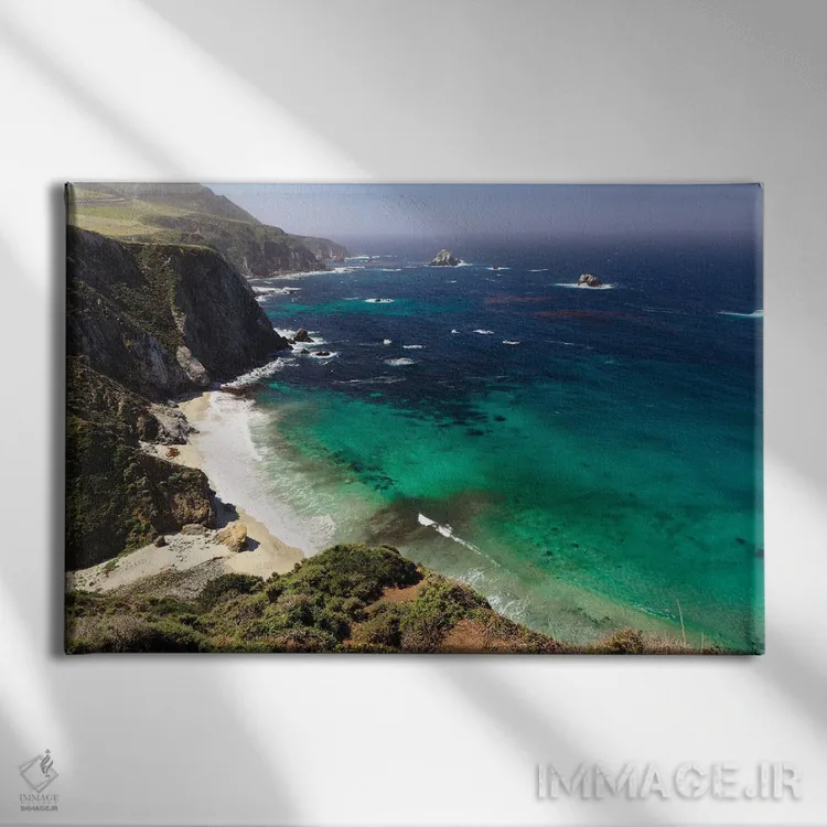 تابلو دکوراتیو ساحل ناهموار بیگ سور در راکی کریک، کالیفرنیا اثر جورج اوزه - نمای روبهرو روی دیوار