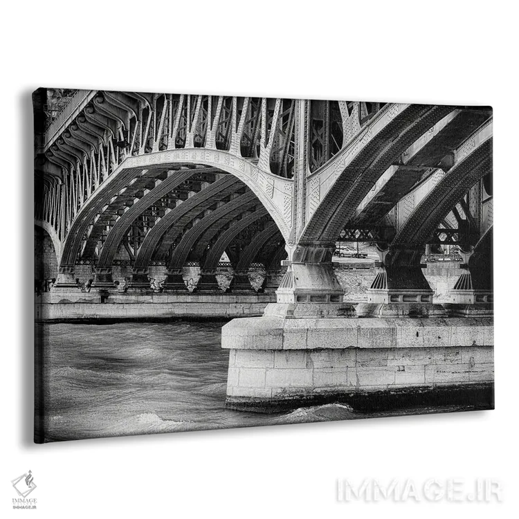 تابلو دکوراتیو ساختار پل قدیمی بر رود سئون، لیون، فرانسه اثر جورج اوزه - نمای پرسپکتیو محصول