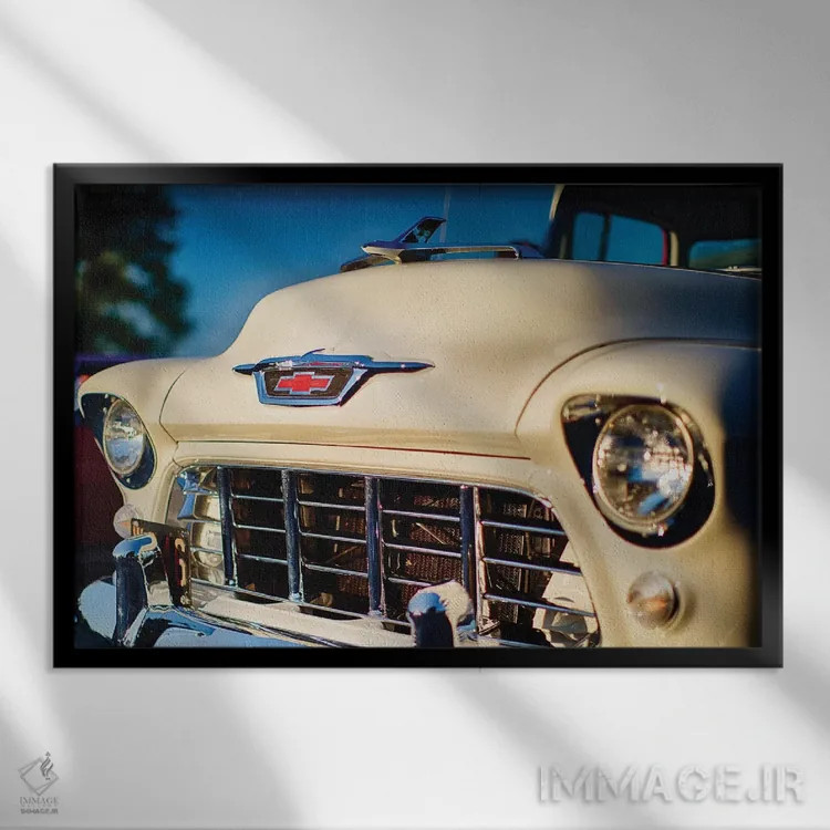 تابلو دکوراتیو نمای جلوی وانت کلاسیک شورلت اثر جورج اوزه - نمای قابدار مشکی