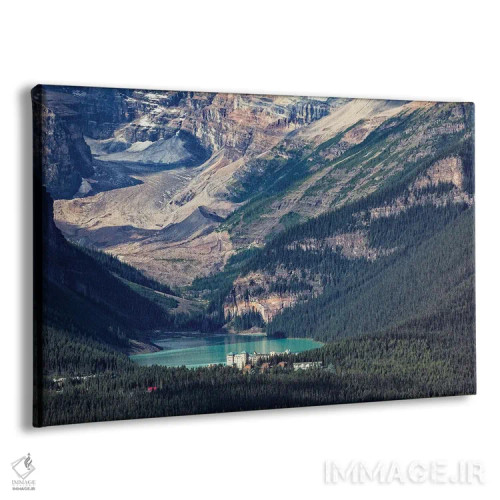 تابلو دکوراتیو نمای بالا از شاتو دریاچه لوئیز، آلبرتا، کانادا اثر جورج اوزه - نمای پرسپکتیو محصول