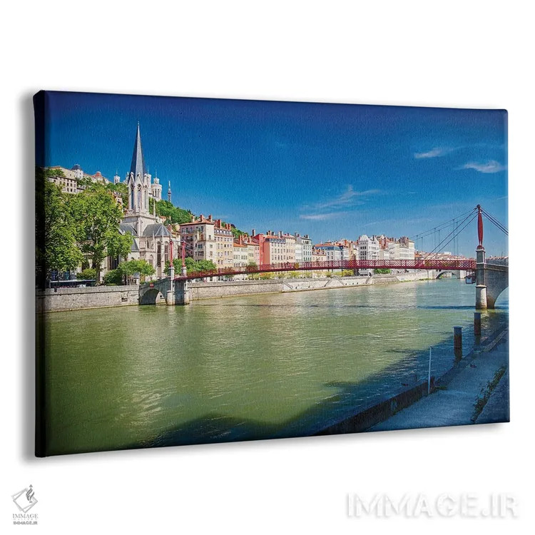 تابلو دکوراتیو پل پیاده روی بر رود سئون، لیون، فرانسه اثر جورج اوزه - نمای پرسپکتیو محصول
