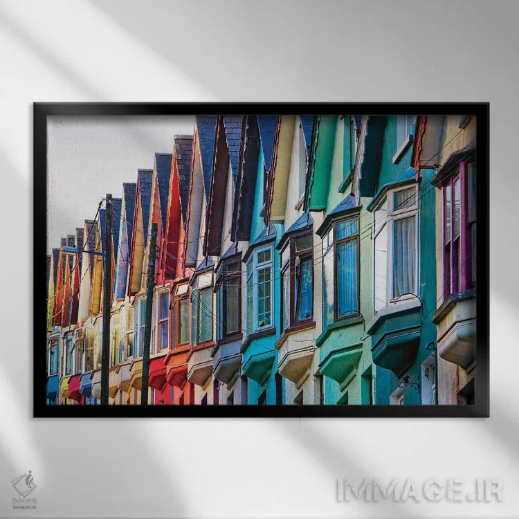تابلو دکوراتیو Cobh, Republic Of Ireland,خیابان رنگارنگ، کوو، جمهوری ایرلند اثر جورج اوزه - نمای قابدار مشکی