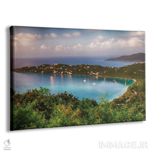 تابلو دکوراتیو نمای پانوراما از خلیج ماگنز بعد از غروب، سنت توماس اثر جورج اوزه - نمای پرسپکتیو محصول