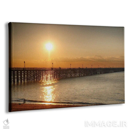تابلو دکوراتیو نور طلایی خورشید بر اسکله چوبی، کینزبورگ، نیوجرسی اثر جورج اوزه - نمای پرسپکتیو محصول
