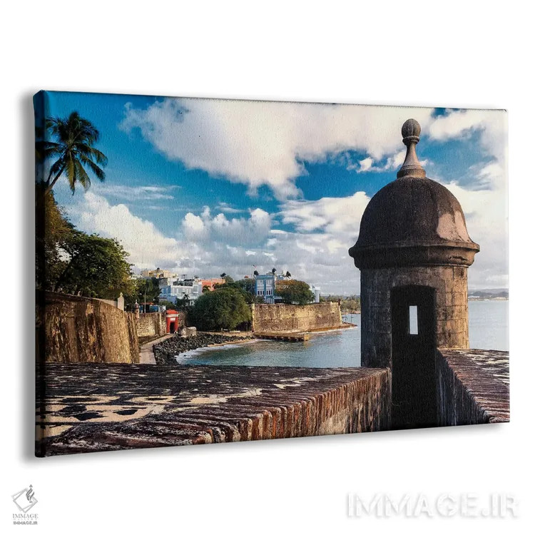 تابلو دکوراتیو نمای دیوارهای سن خوان قدیمی با برج نگهبانی در پیش زمینه، پورت… اثر جورج اوزه - نمای پرسپکتیو محصول