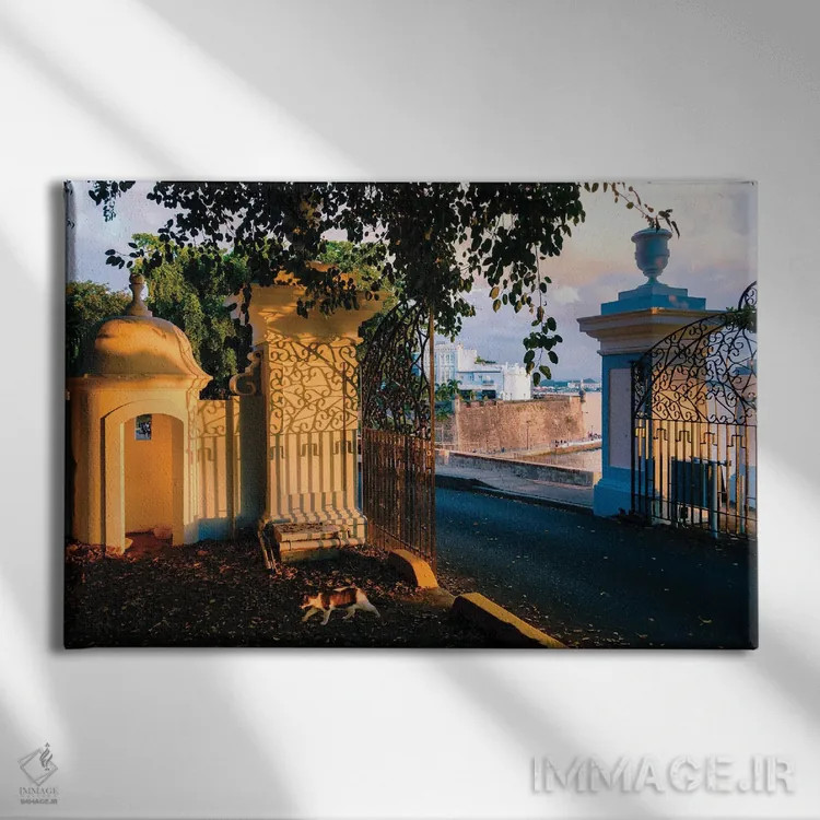 تابلو دکوراتیو دروازه های لا فورتالزا، سن خوان قدیمی، پورتوریکو اثر جورج اوزه - نمای روبهرو روی دیوار