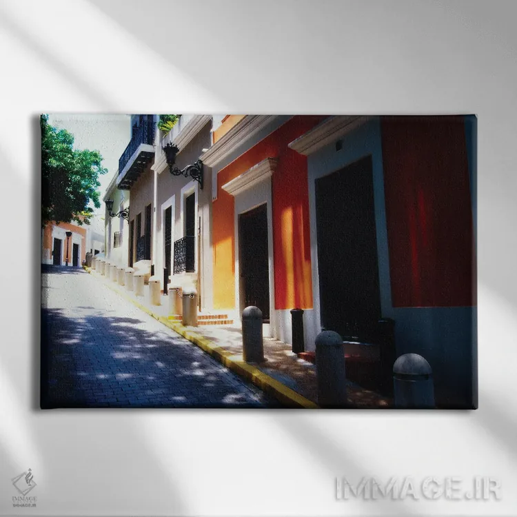 تابلو دکوراتیو خیابان کله د سول، سن خوان قدیمی، پورتوریکو اثر جورج اوزه - نمای روبهرو روی دیوار