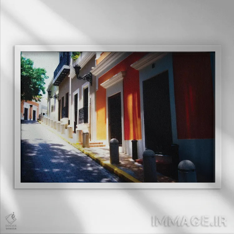 تابلو دکوراتیو خیابان کله د سول، سن خوان قدیمی، پورتوریکو اثر جورج اوزه - نمای قابدار سفید