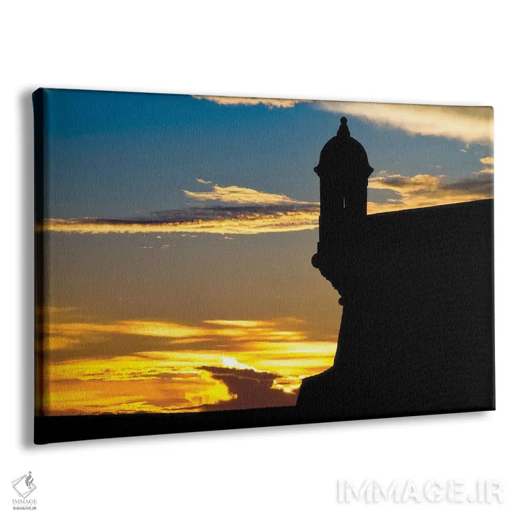 تابلو دکوراتیو سایه روشن دیوارهای قلعه ال مورو هنگام غروب، سن خوان قدیمی، پو… اثر جورج اوزه - نمای پرسپکتیو محصول