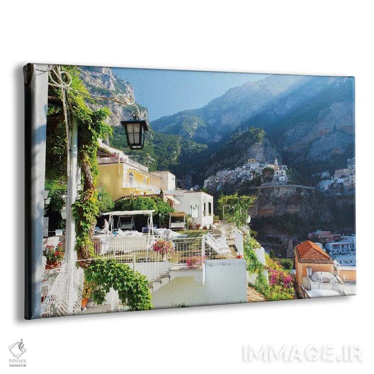 تابلو دکوراتیو نمای صبحگاهی شهر تپه ای، پوزیتانو، سواحل آمالفی، کامپانیا، ای… اثر جورج اوزه - نمای پرسپکتیو محصول