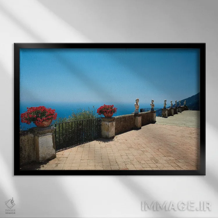 تابلو دکوراتیو تراس بی نهایت، راولو، ایتالیا اثر جورج اوزه - نمای قابدار مشکی