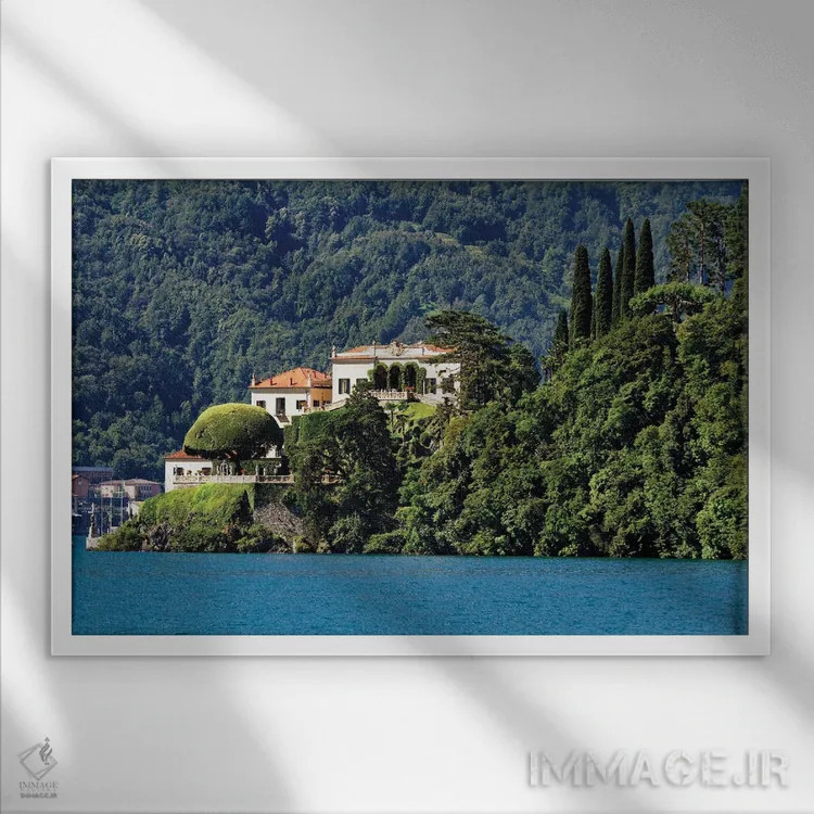 تابلو دکوراتیو ویلا بالبینیلو، لنو کومو، دریاچه کومو، لمباردی، ایتالیا اثر جورج اوزه - نمای قابدار سفید
