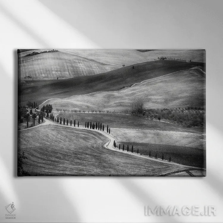 تابلو دکوراتیو جاده روستایی در وال دورچیا، توسکانی، ایتالیا اثر جورج اوزه - نمای روبهرو روی دیوار