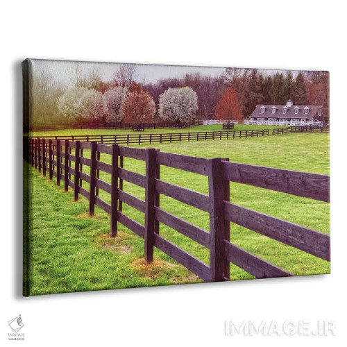 تابلو دکوراتیو منظر بهاری در شهرستان هانتردن با اصطبل، تیوکسبری، نیوجرسی اثر جورج اوزه - نمای پرسپکتیو محصول