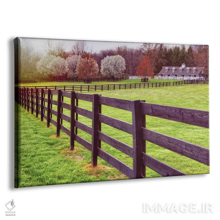 تابلو دکوراتیو منظر بهاری در شهرستان هانتردن با اصطبل، تیوکسبری، نیوجرسی اثر جورج اوزه - نمای پرسپکتیو محصول