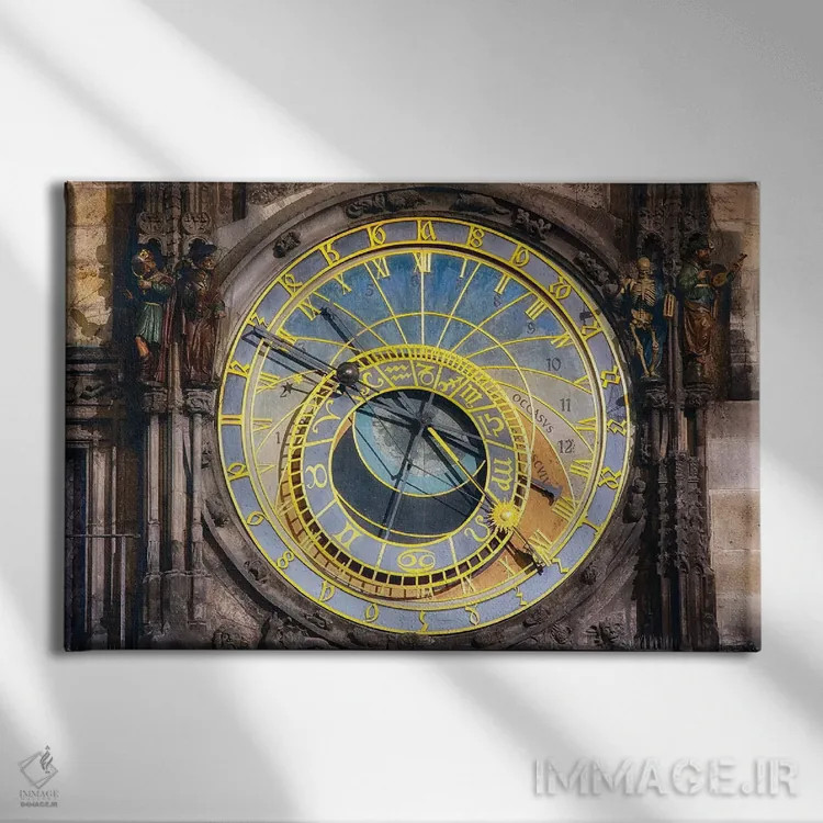 تابلو دکوراتیو نمای نزدیک از ساعت نجومی پراگ، جمهوری چک اثر جورج اوزه - نمای روبهرو روی دیوار