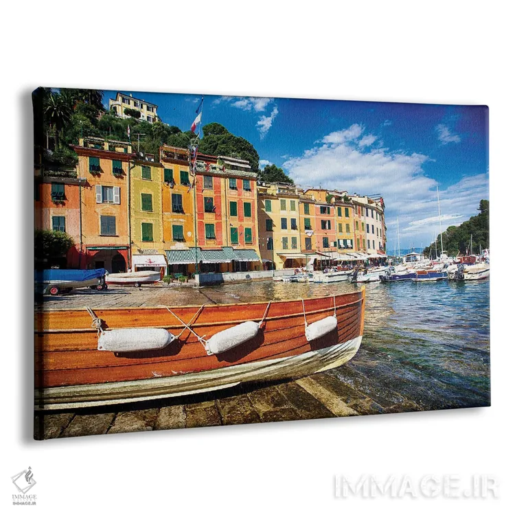 تابلو دکوراتیو ساختمان ها در بندر، پورتوفینو، لیگوریا، ایتالیا اثر جورج اوزه - نمای پرسپکتیو محصول