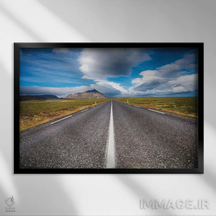 تابلو دکوراتیو جاده روستایی ساحلی با چشم انداز اثر جورج اوزه - نمای قابدار مشکی