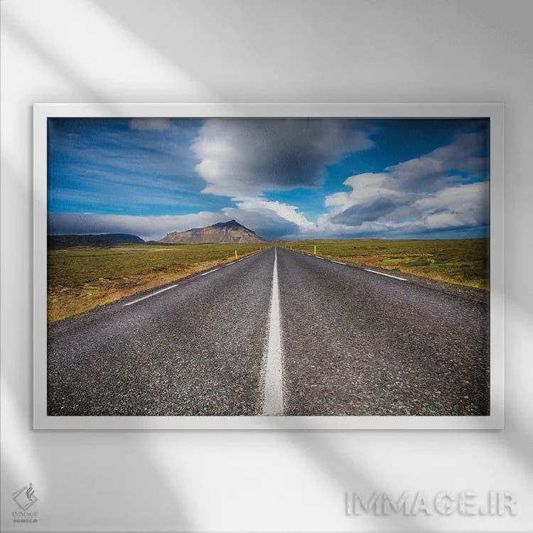 تابلو دکوراتیو جاده روستایی ساحلی با چشم انداز اثر جورج اوزه - نمای قابدار سفید