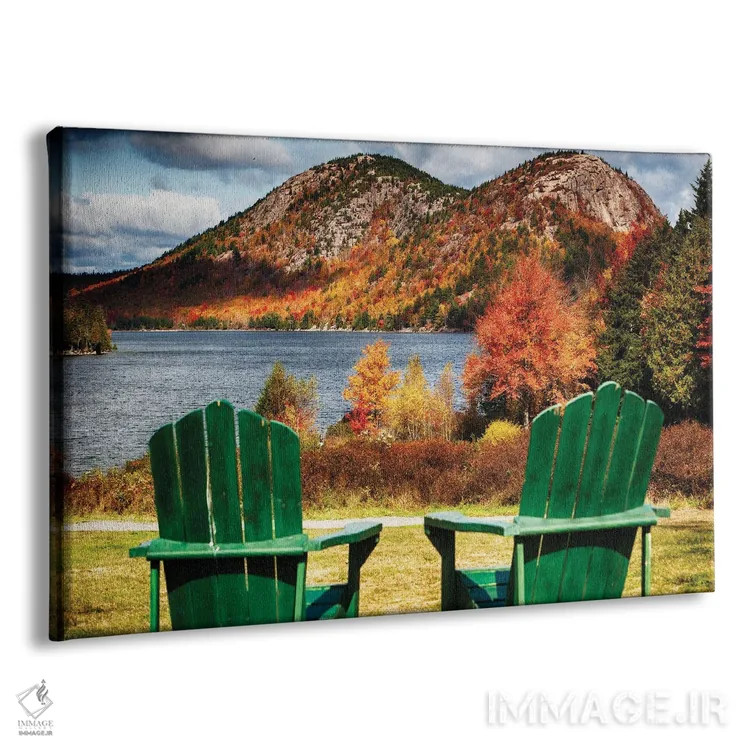 تابلو دکوراتیو دو صندلی آدیرونداک کنار برکه جردن، جزیره مانت دیزرت، پارک ملی… اثر جورج اوزه - نمای پرسپکتیو محصول