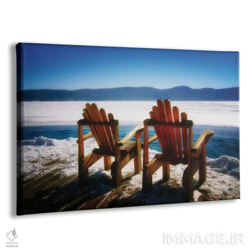تابلو دکوراتیو دو صندلی آدیرونداک در زمستان کنار دریاچه جورج، نیویورک اثر جورج اوزه - نمای پرسپکتیو محصول