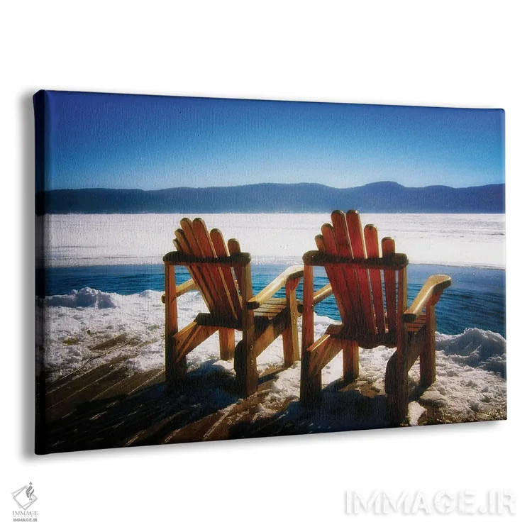تابلو دکوراتیو دو صندلی آدیرونداک در زمستان کنار دریاچه جورج، نیویورک اثر جورج اوزه - نمای پرسپکتیو محصول
