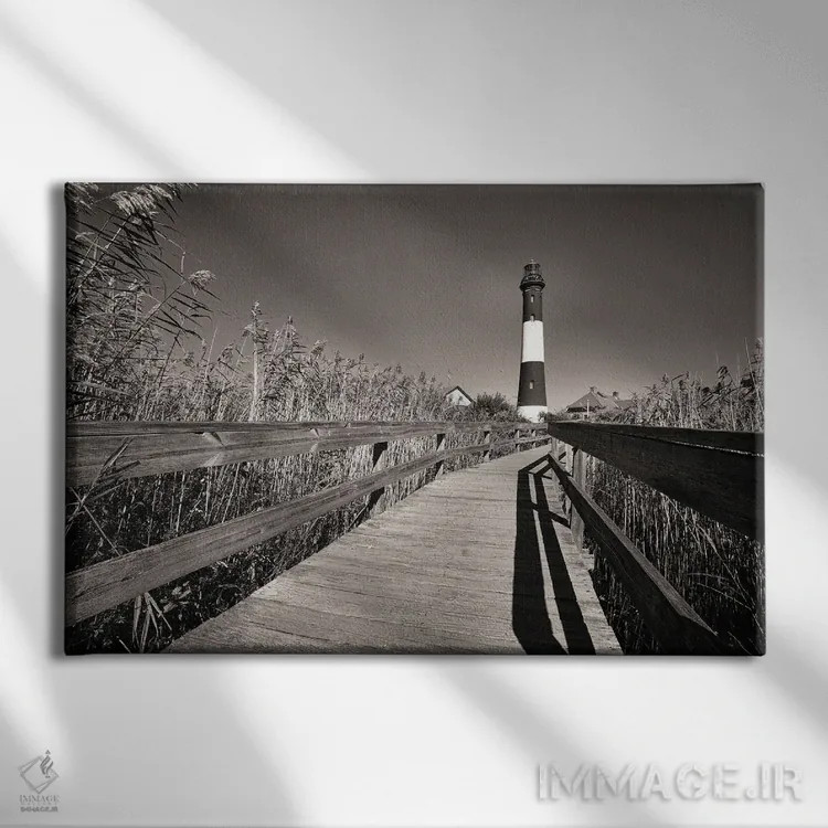 تابلو دکوراتیو فانوس دریایی جزیره فایر، لانگ آیلند، نیویورک اثر جورج اوزه - نمای روبهرو روی دیوار