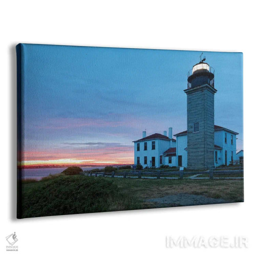 تابلو دکوراتیو فانوس دریایی بیورتیل در غروب، جیمزتاون، رود آیلند اثر جورج اوزه - نمای پرسپکتیو محصول
