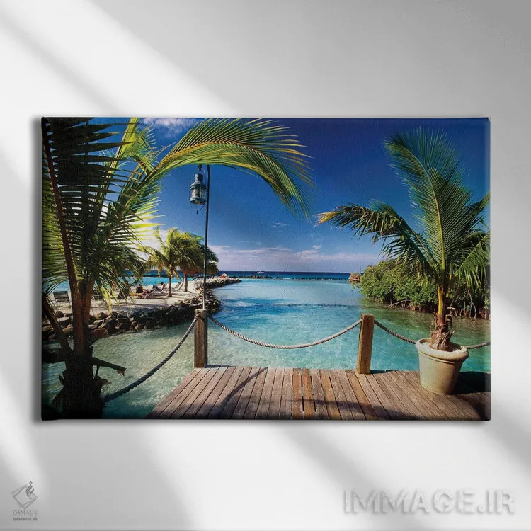 تابلو دکوراتیو منظره تالاب، جزیره رنسانس، آروبا، کارائیب هلند اثر جورج اوزه - نمای روبهرو روی دیوار