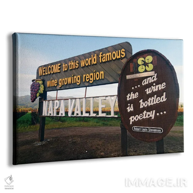 تابلوی خوش آمد گویی به دره ناپا، کالیستوگا، کالیفرنیا اثر جورج اوزه - نمای پرسپکتیو محصول