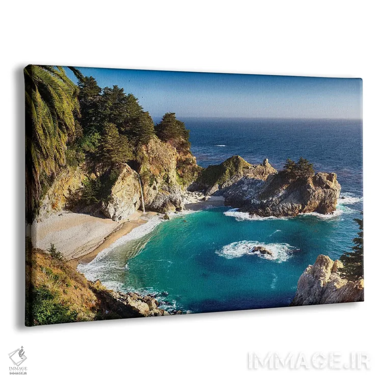 تابلو دکوراتیو خلیجچه کوچک با آبشار، مک وی کریک، بیگ سور، کالیفرنیا اثر جورج اوزه - نمای پرسپکتیو محصول