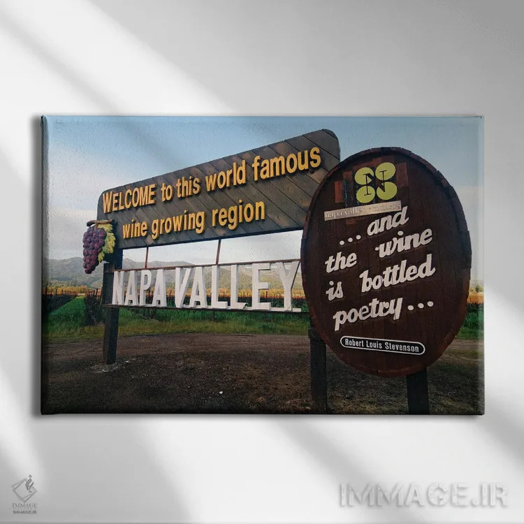 تابلوی خوش آمد گویی به دره ناپا، کالیستوگا، کالیفرنیا اثر جورج اوزه - نمای روبهرو روی دیوار