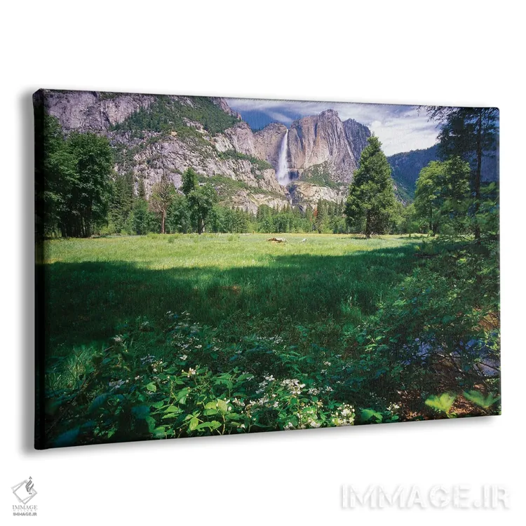 تابلو دکوراتیو دره یوسمیتی با آبشارها، کالیفرنیا اثر جورج اوزه - نمای پرسپکتیو محصول