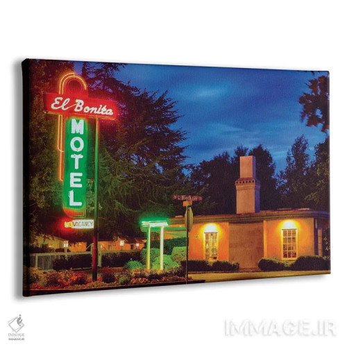 تابلو دکوراتیو چراغ های نئونی متل کنار جاده، ال بونیتا، سنت هلنا، دره ناپا… اثر جورج اوزه - نمای پرسپکتیو محصول