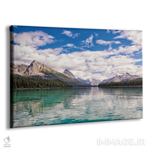 تابلو دکوراتیو دریاچه ای احاطه شده با کوه ها، دریاچه مالاین، پارک ملی جاسپر… اثر جورج اوزه - نمای پرسپکتیو محصول